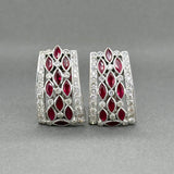 Estate 18K W Gold 2.40ctw Garnet & 1.57ctw Diamond Earrings