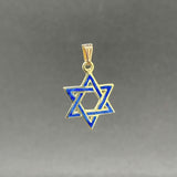 Estate 14K Y Gold Blue Enamel Star of David Pendant