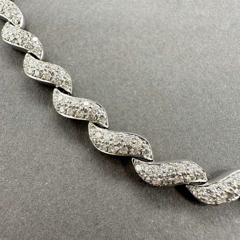 Estate 14K W Gold 1.44ctw Diamond S link Necklace