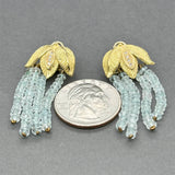 Estate 18K Y Gold 23.99ctw Aquamarine & Diamond Chandelier Earrings