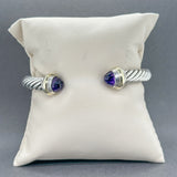 Estate David Yurman SS 14 Amethyst Cable Classic Cuff Bracelet