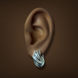 Estate David Yurman SS Sculpted Cable Hoop Earrings