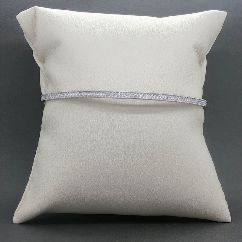 Estate 14K W Gold 1.03ctw G-H/SI2-I1 Diamond Bangle Bracelet