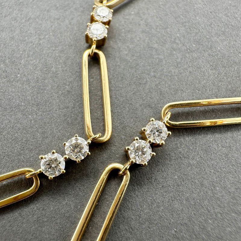Estate 18K Y Gold 1.03ctw G/SI1-2 Diamond Paperclip Bracelet