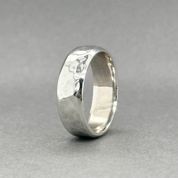 Estate 14K W Gold 7.07mm Hammered Ring