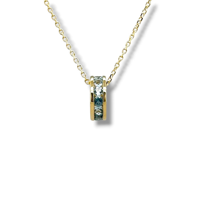 14K Y Gold 0.26ctw Aquamarine Rondell Pendant