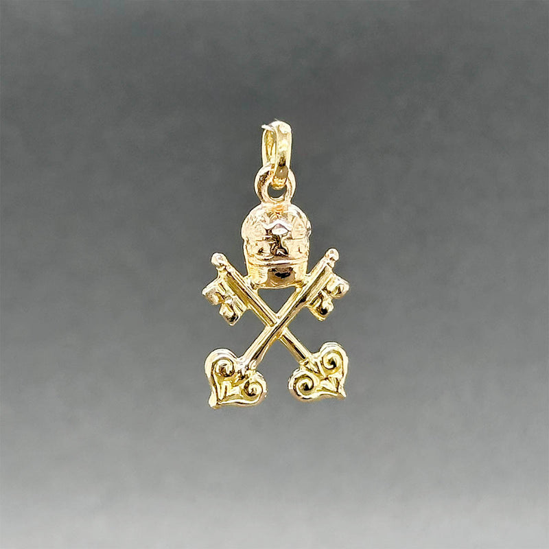 Estate 18K Y Gold Vatican Keys & Papal Tiara Pendant