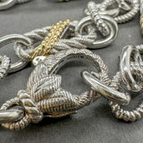 Estate Judith Ripka SS CZ Fleur De Lis Fancy Cable 20” Chain