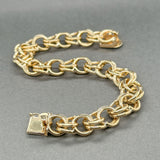Estate 14K Y Gold 11mm Double Link Charm Bracelet