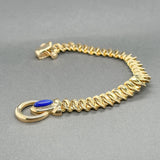 Estate 14K Y Gold Lapis Fancy Link Bracelet