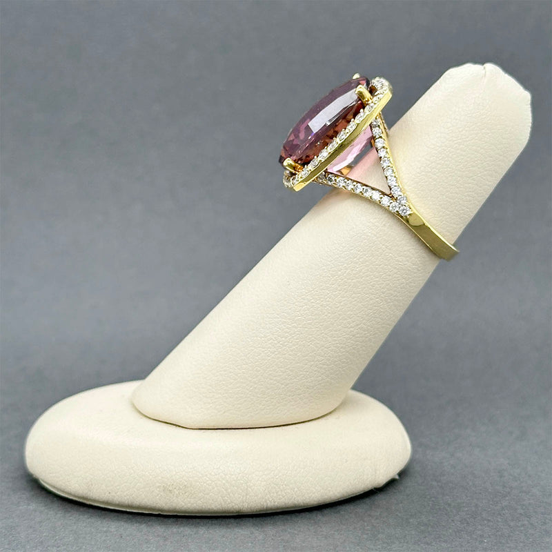 Estate 18K Y Gold 14.56ct Pink Tourmaline & 1.02ctw G-H/SI1-2 Diamond Ring