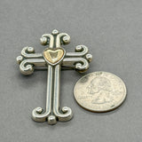 Estate SS 14 Heart Cross Pin/Pendant