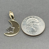 Estate 14K TT Gold Moon & Star Pendant