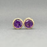 Estate 14K Y Gold Amethyst Stud Earrings