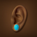 Estate 18K Y Gold Turquoise Stud Earrings