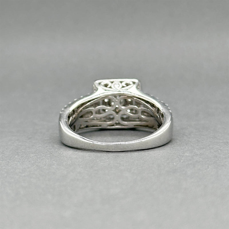 Estate 14K W Gold 1.28ctw Diamond Cluster Eng. Ring