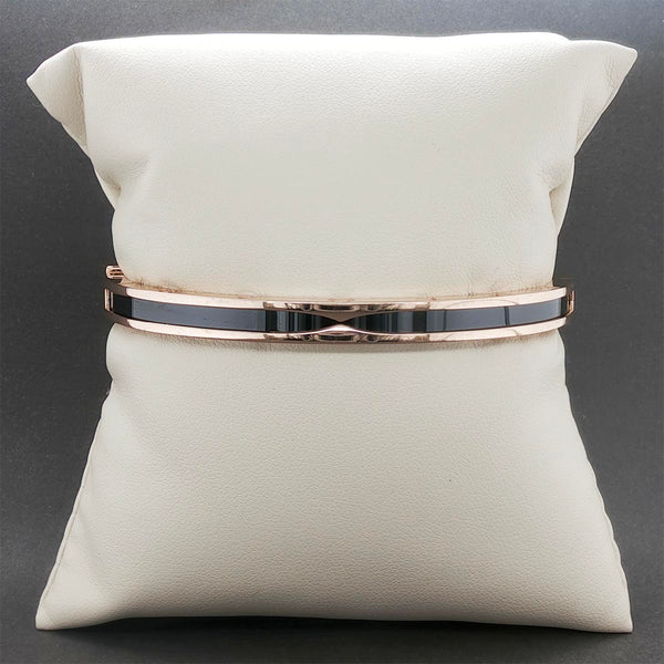 Estate Bulgari 18K R Gold B.zero 1 Black Ceramic Bangle Bracelet