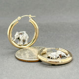 Estate 14K Y Gold SS Elephant Hoop Earrings