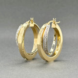 Estate 14K TT Gold 0.12ctw Diamond Hoop Earrings
