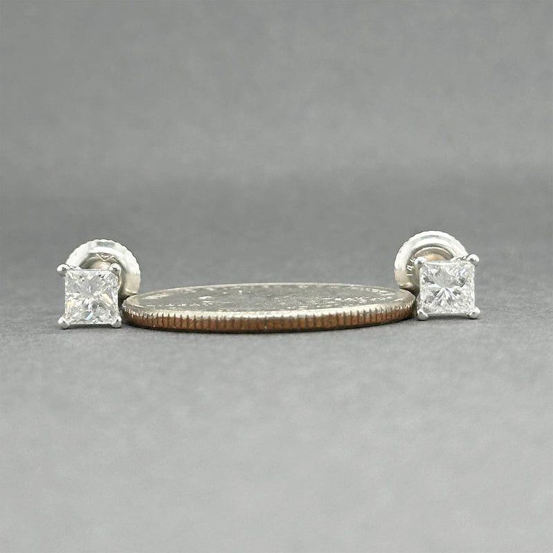 Estate 14K W Gold 0.92ctw F-G/I1 Diamond Screw Back Earrings