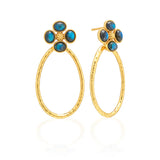 Brass YGP Labradorite Berry Clover Teardrop Earrings