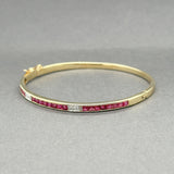 Estate 14K Y Gold 1.92ctw Ruby & 0.05ctw Diamond Bangle Bracelet