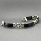 Estate Charriol Steel & 18K W Gold Cable Bracelet