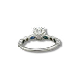 14K W Gold 0.08ctw G/SI1 0.32ctw Sapphire Engagement Ring Mounting