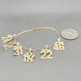 Estate 14K Y Gold NY Yankees Charm Bracelet