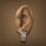 Estate 14K Y Gold Ribbed J Hoop Earrings