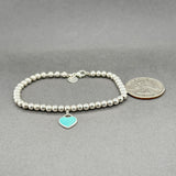 Estate Tiffany & Co. SS Blue Heart Tag Bead Bracelet
