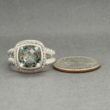Estate David Yurman SS Albion Praisiolite & Diamond Ring