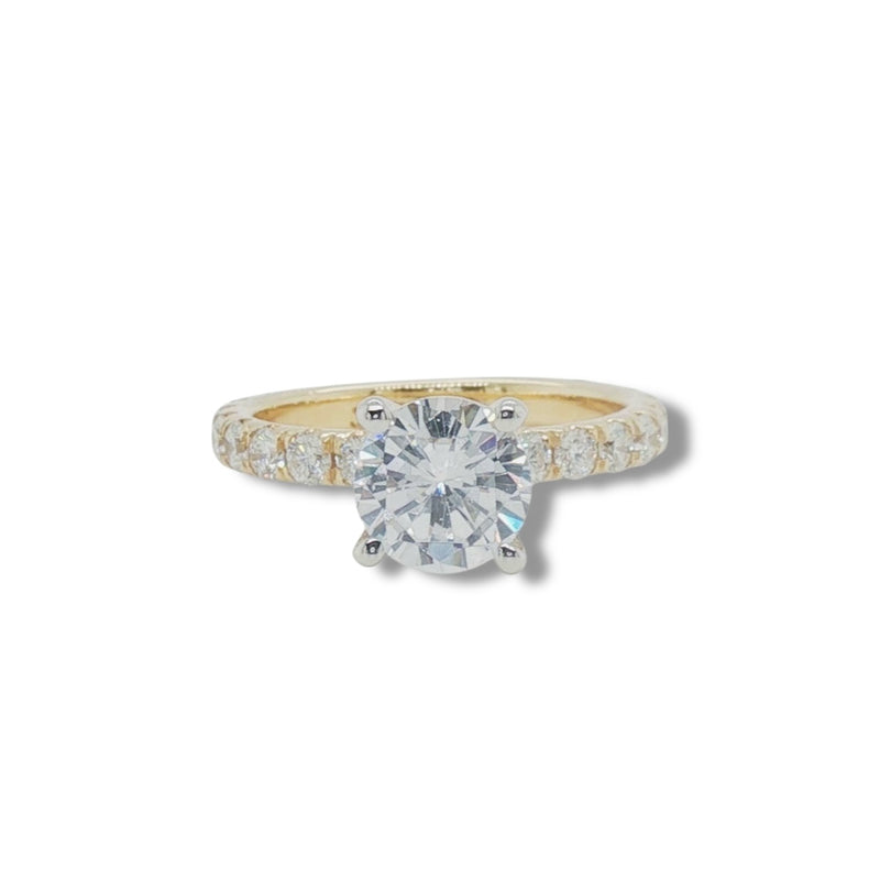 14K Y Gold 0.90ctw G/SI1 3/4 around Diamond Engagement Ring Mounting