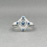 Estate 14K W Gold Art Deco 0.47ctw Sapphire & 0.06ctw Diamond Ring