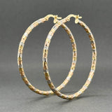 Estate 14K Tri Color Gold Faceted 44.14mm Hoop Earrings