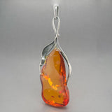 Estate SS XL Amber Pendant
