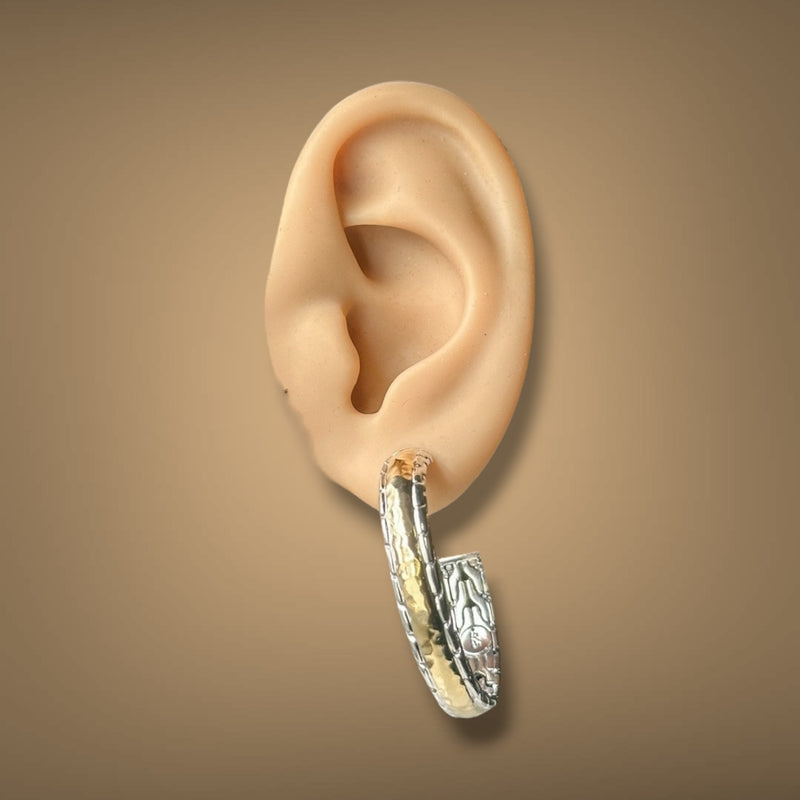 Estate John Hardy SS 22 Palu Classic Chain Hoop Earrings