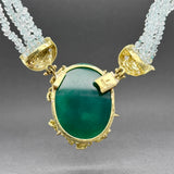 Estate 18K Y Gold 172.30ctw Agate & Aquamarine & 0.33ctw Diamond Necklace