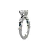 14K W Gold 0.08ctw G/SI1 0.32ctw Sapphire Engagement Ring Mounting