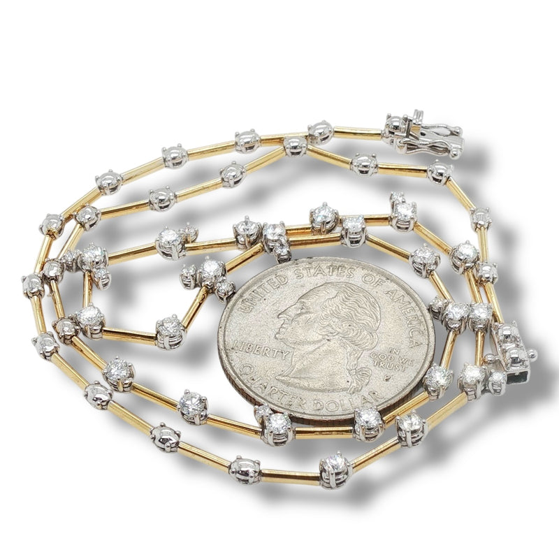 14K Y Gold 16" 1.72ctw F/SI1 Bar Diamond Necklace