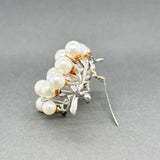 Estate 14K W Gold Akoya & 0.07ctw Diamond Grapevine Pin