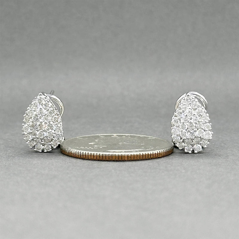 Estate 14K W Gold 0.98ctw Diamond Pear Earrings