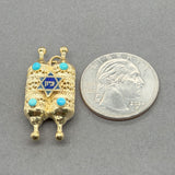 Estate 14K Y Gold Turquoise Torah Pendant