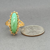 Estate 18K Y Gold Turquoise Navette Ring