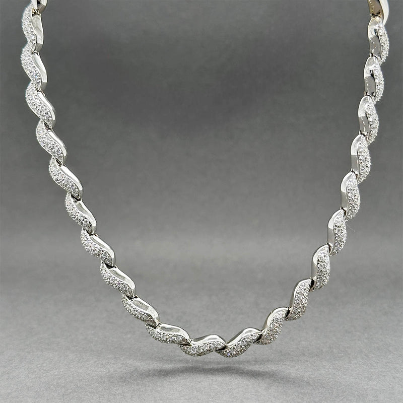 Estate 14K W Gold 1.44ctw Diamond S link Necklace