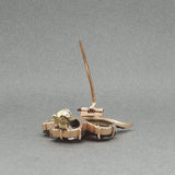 Estate Retro 14K R Gold 8.71 Garnet Clover Brooch