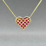 Estate 18K Y Gold 2.97ctw Ruby Heart Pendant