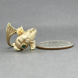 Estate 14K Y Gold 0.12ctw Emerald Fish Ring