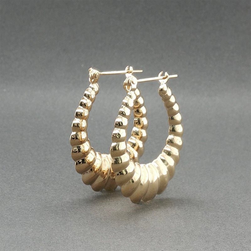 Estate 14K Y Gold Ribbed Hoop Earrings