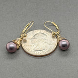 Estate 14K Y Gold Freshwater Pearl Spiral Drop Earrings